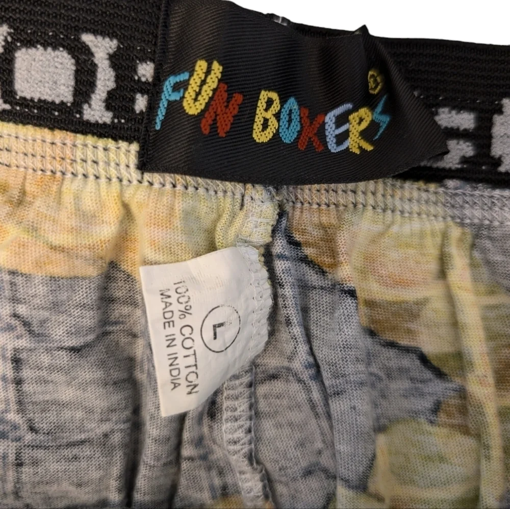 VINTAGE Tennis Fun Boxer Shorts Net Balls 100% Cotton Black Yellow Large